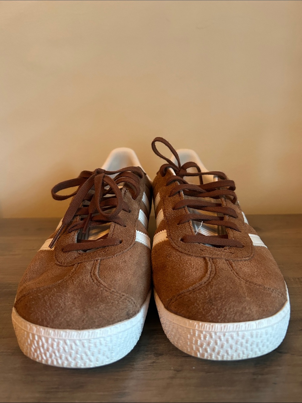 adidas Brown Suede Gazelle Sneakers with White Stripes - Picture 2 of 6